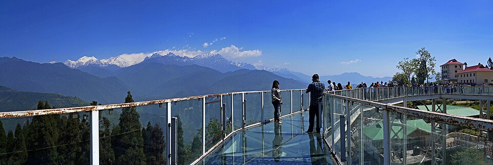 Scenic mountain landscape and Kanchenjunga views from Pelling in West Sikkim