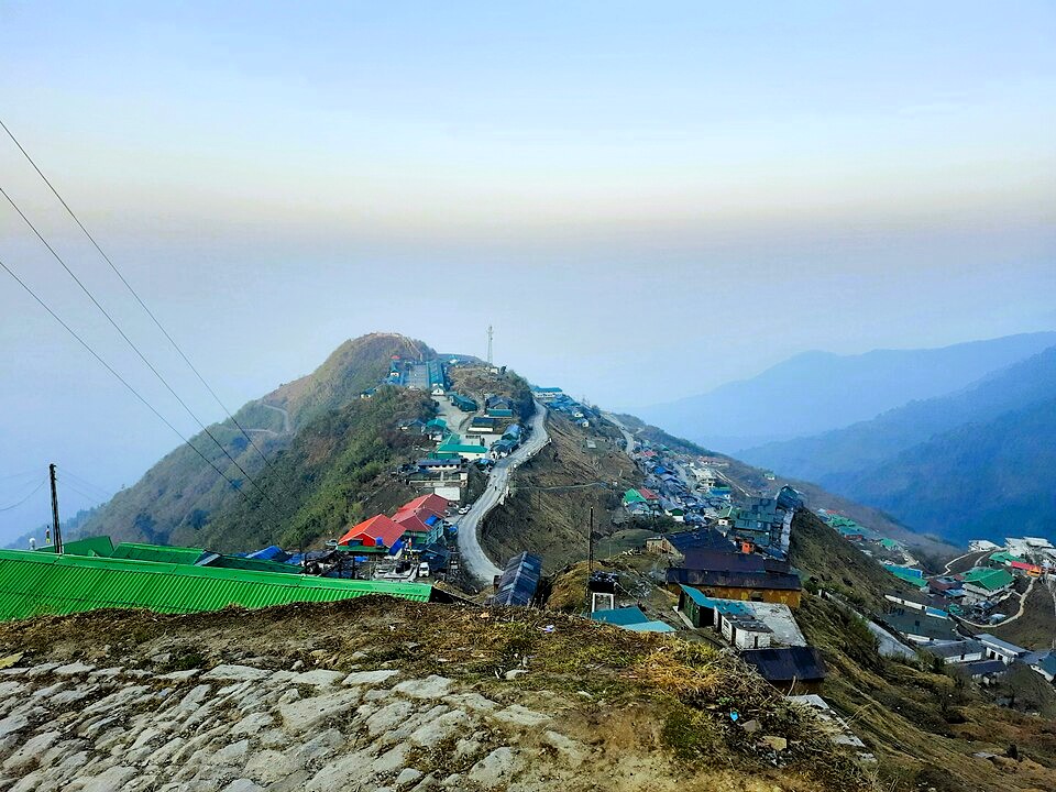 Zuluk Silk Route hairpin bends winding through mountains in East Sikkim