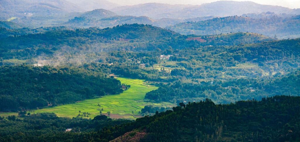 Rolling green hills near Mandalpatti viewpoint
