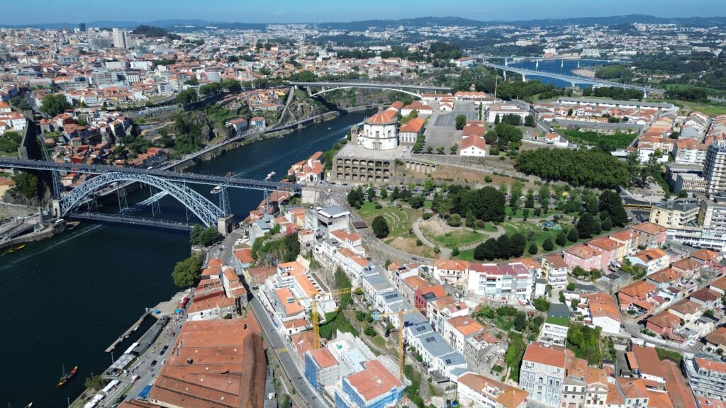 Porto, Portugal. Aerial View of Porto with Iconic Bridges