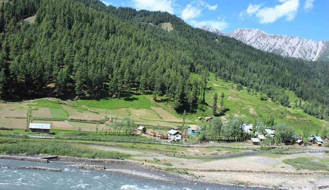 Gurez Valley, Kashmir: A breathtaking panoramic vista of mountains and lush greenery.