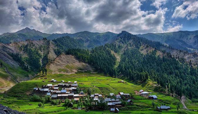 Sweeping landscape of Gurez Valley in Kashmir, India, a hidden gem in the Himalayas.