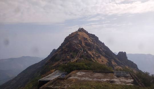 Stairway to the summit of Girnar Hills with panoramic mountain views