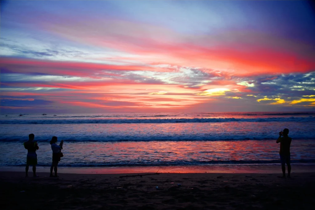 Golden sunset over the Indian Ocean at Uluwatu Temple, Bali