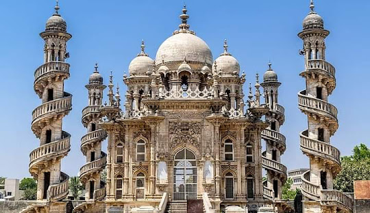 Intricate architecture of Mahabat Maqbara Palace near Girnar Hills, Junagadh