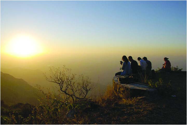 watching sunset at Sunset Point, Mount Abu