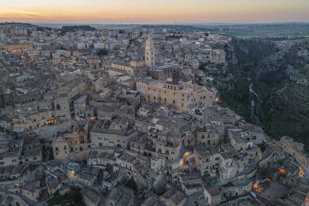 Panoramic view of Sassi di Matera from Belvedere Murgia Timon