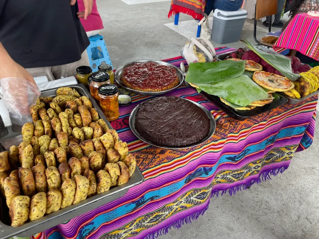 Local market scene in Vilcabamba Ecuador with traditional Andean goods