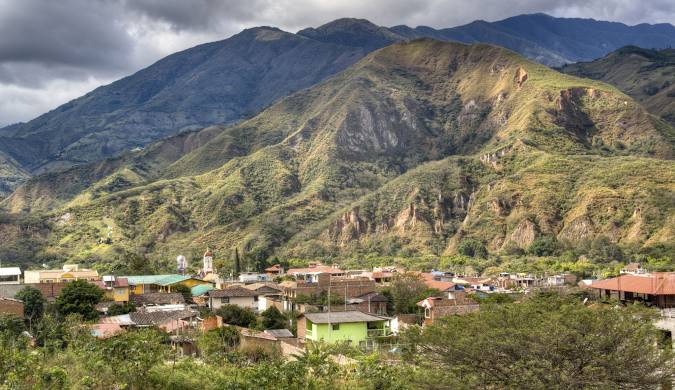 Town of Vilcabamba nestled in the Andes foothills, Ecuador