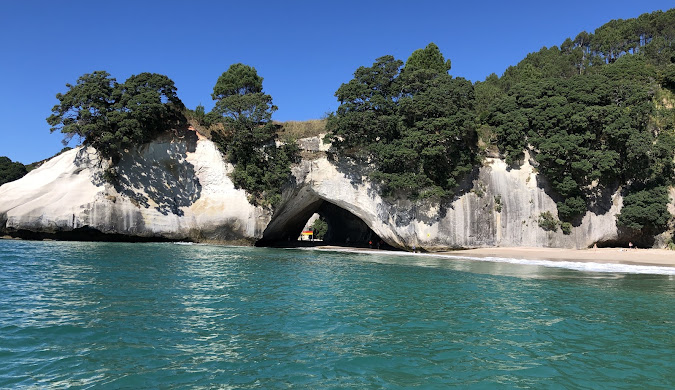 Coromandel Peninsula coastal landscape with beaches and cliffs