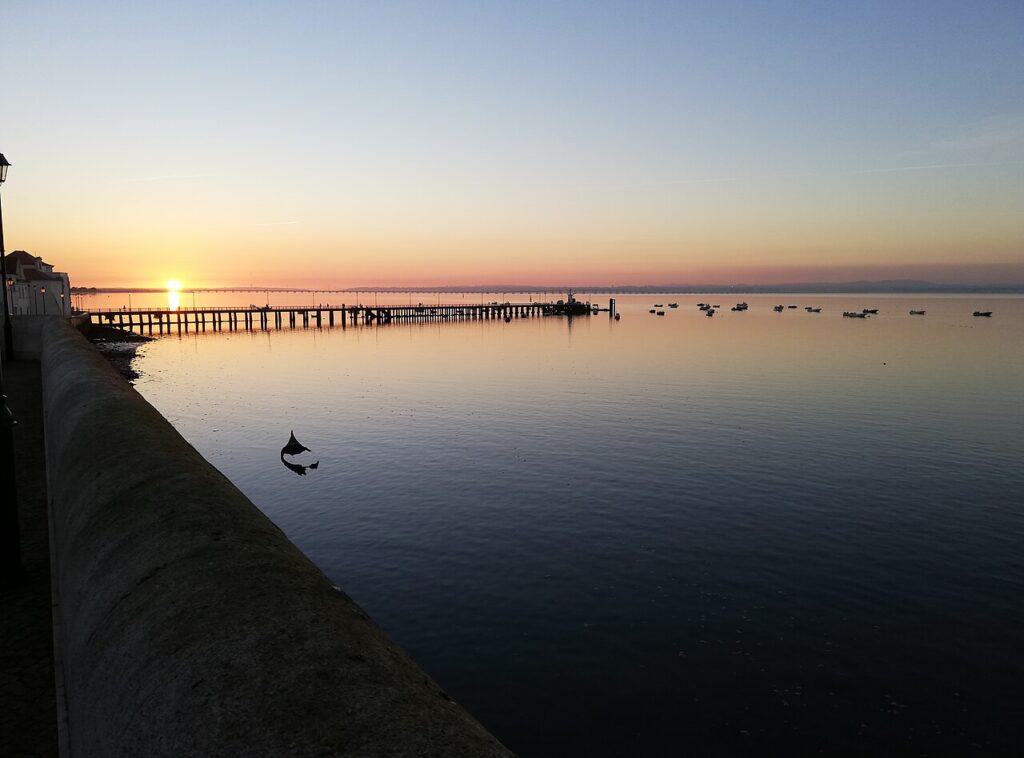 Sunset at Tagus River Lisbon Portugal