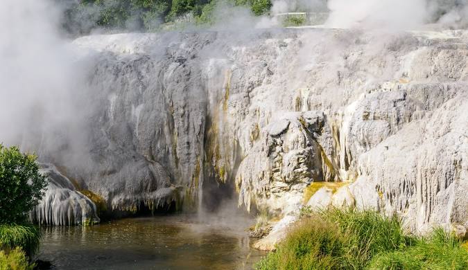 Te Puia geothermal reserve: Pohutu Geyser, bubbling mud pools, kiwi bird conservation center