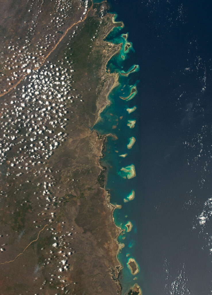 Skirting the coastline of Mozambique, these 32 small islands are home to a diversity of corals and sea turtles.