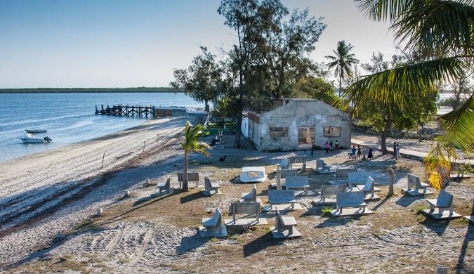 White-sand beach and turquoise water in the Quirimbas Archipelago, Mozambique.
