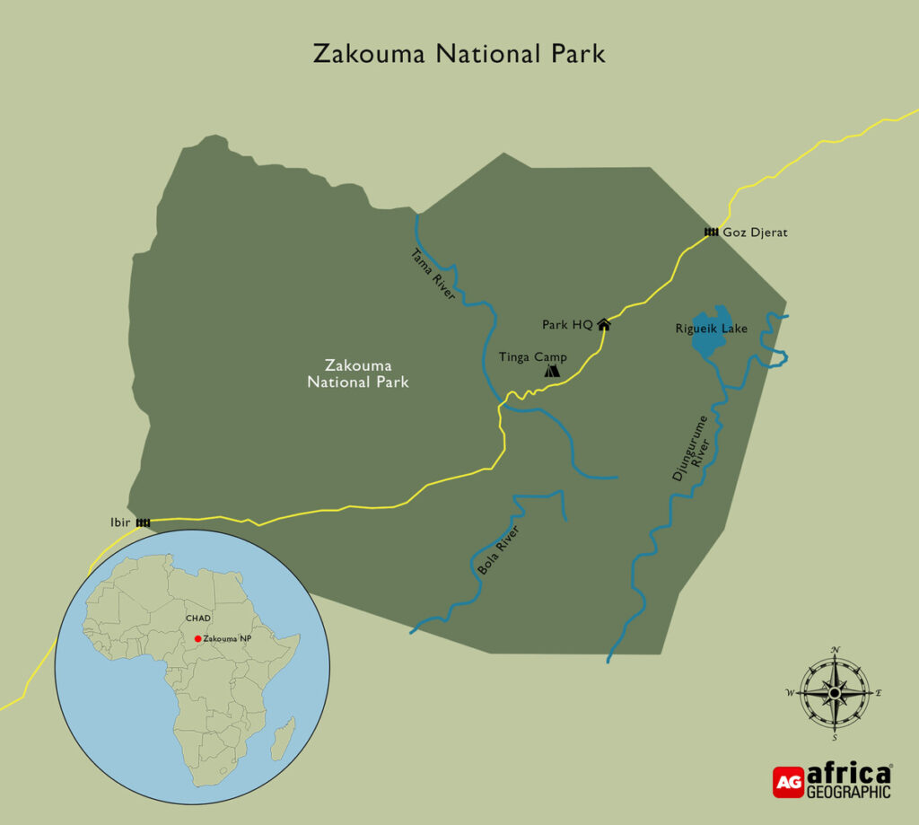Map of Zakouma National Park Chad