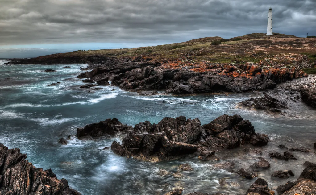 Cape Wickham Lighthouse stands as Australia's tallest lighthouse at 48 meters (157 feet)