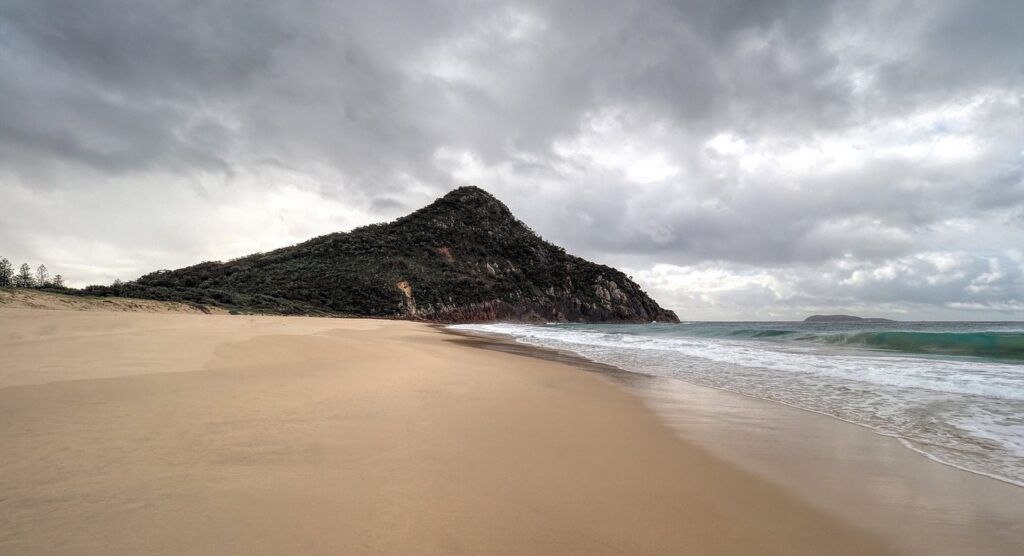 Zenith Beach sits at the foot of Tomaree Mountain