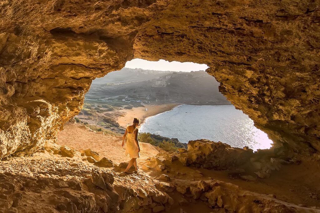 Tal-Mixta Cave near Ramla Bay