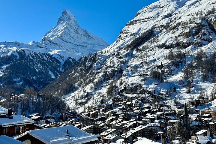 Zermatt is home to the iconic Matterhorn — that pyramid-shaped peak you have seen on Toblerone chocolate packaging.